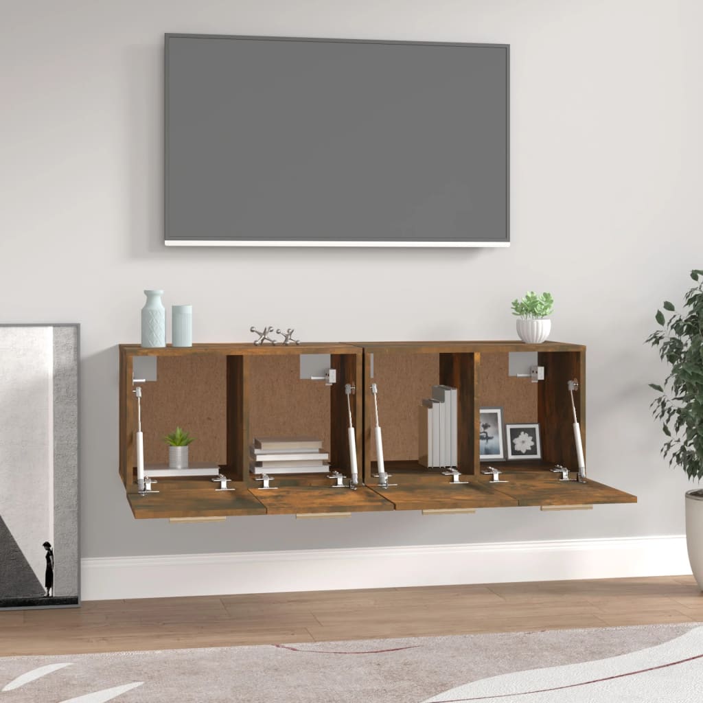 vidaXL Ντουλάπια Τοίχου 2 τεμ. Καπνιστή δρυς 60x36,5x35εκ. Επεξ. Ξύλο