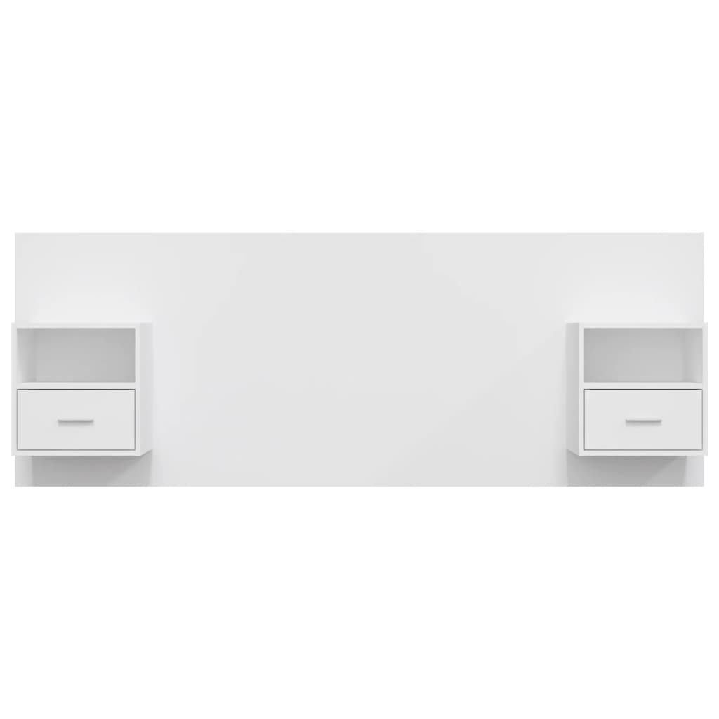 vidaXL Κεφαλάρι Κρεβατιού με Κομοδίνα Λευκό από Επεξεργασμένο Ξύλο