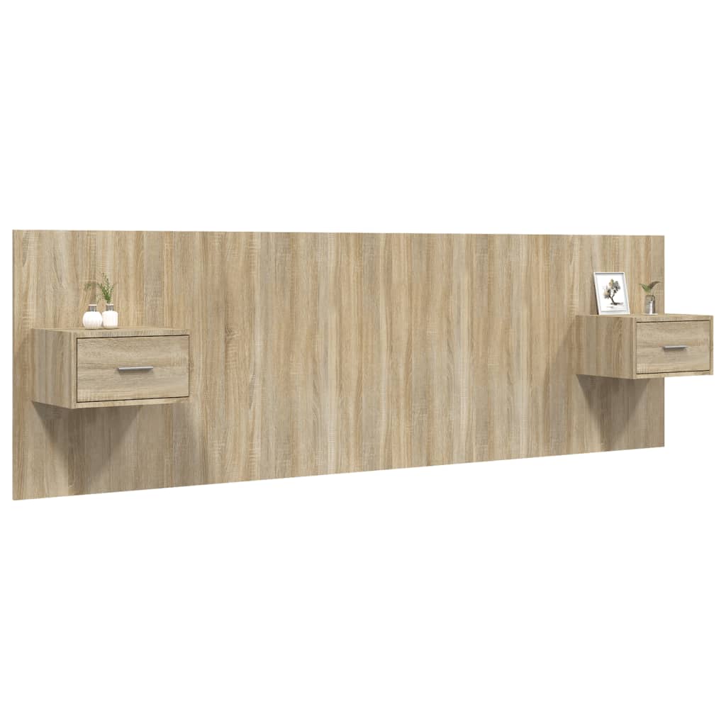 vidaXL Κεφαλάρι Κρεβατιού με Κομοδίνα Sonoma Δρυς Επεξεργασμένο Ξύλο