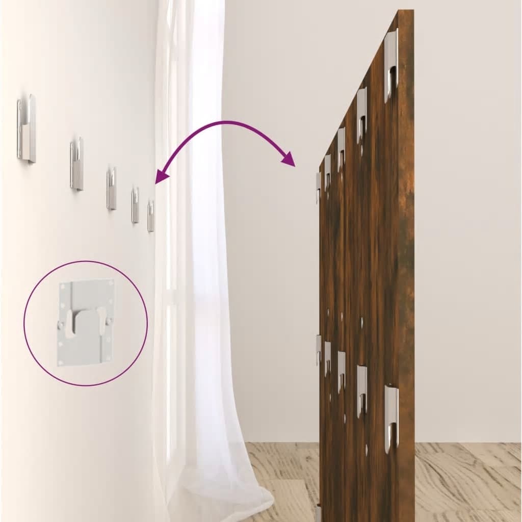 vidaXL Κεφαλάρι Κρεβατιού με Κομοδίνα Καπνιστή Δρυς Επεξεργασμένο Ξύλο