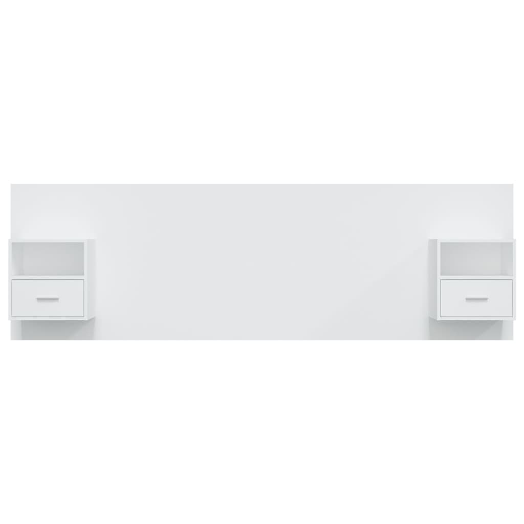 vidaXL Κεφαλάρι Κρεβατιού με Κομοδίνα Λευκό από Επεξεργασμένο Ξύλο