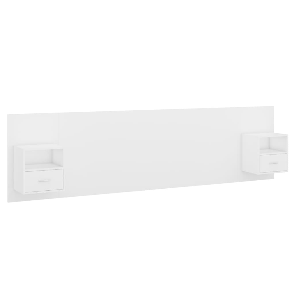 vidaXL Κεφαλάρι Κρεβατιού με Κομοδίνα Λευκό από Επεξεργασμένο Ξύλο