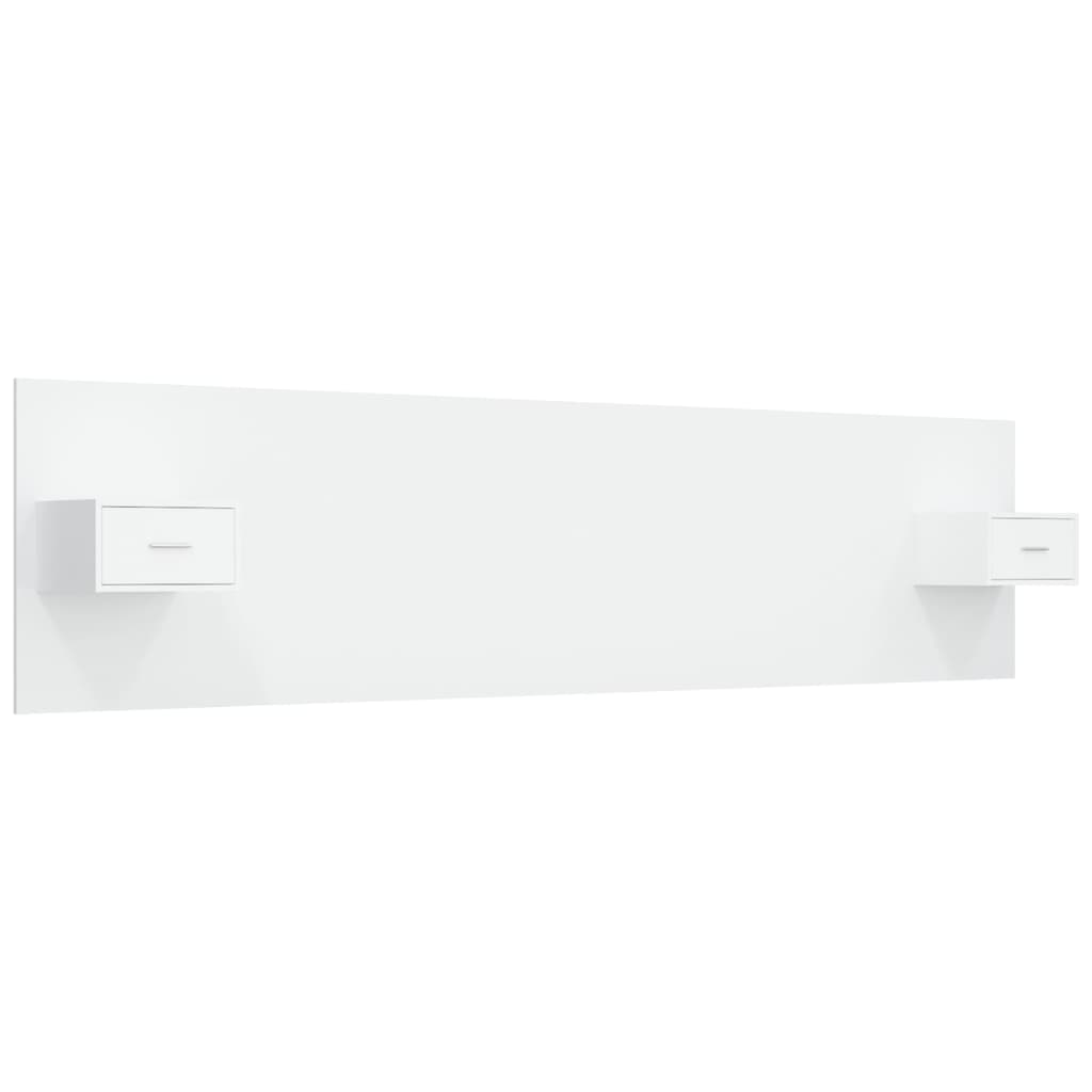 vidaXL Κεφαλάρι Κρεβατιού με Κομοδίνα Λευκό από Επεξεργασμένο Ξύλο