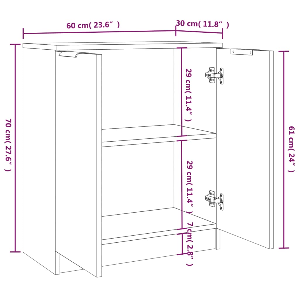 vidaXL Ντουλάπια 2 τεμ. άσπρο 60x30x70 εκ. Επεξεργασμένο Ξύλο