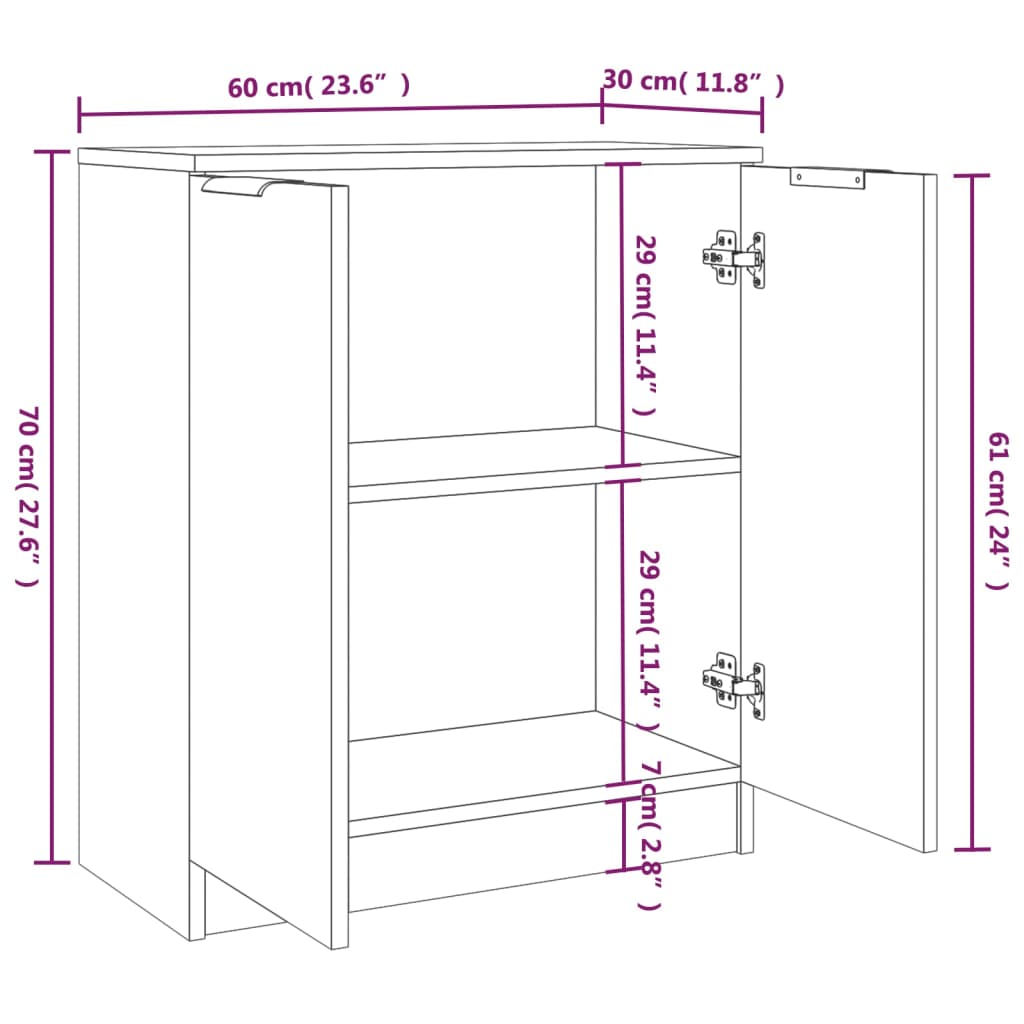 vidaXL Ντουλάπια 2 τεμ. Sonoma Δρυς 60x30x70 εκ. Επεξεργασμένο Ξύλο