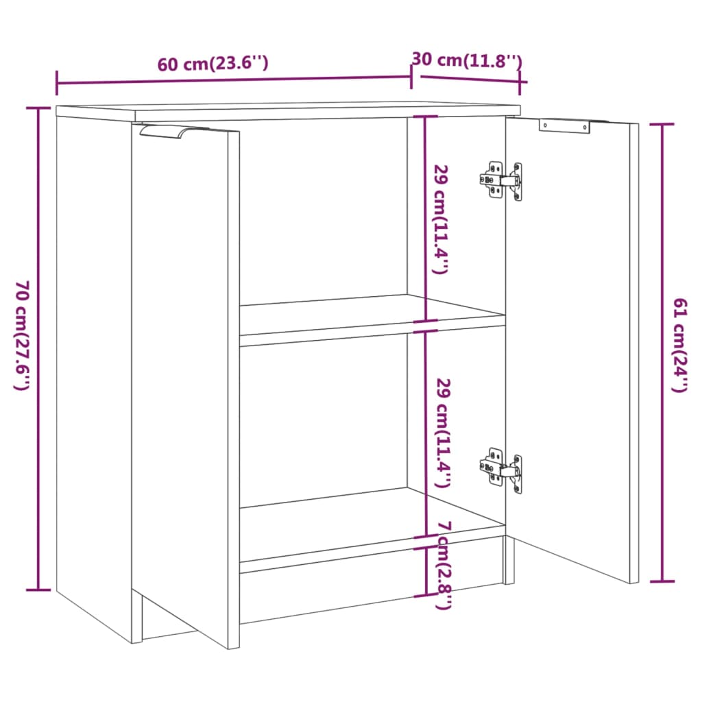 vidaXL Μπουφές 3 Τεμαχίων Sonoma Δρυς από Επεξεργασμένο Ξύλο