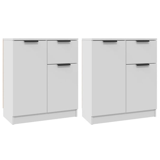 vidaXL Ντουλάπια 2 τεμ. άσπρο 60x30x70 εκ. Επεξεργασμένο Ξύλο