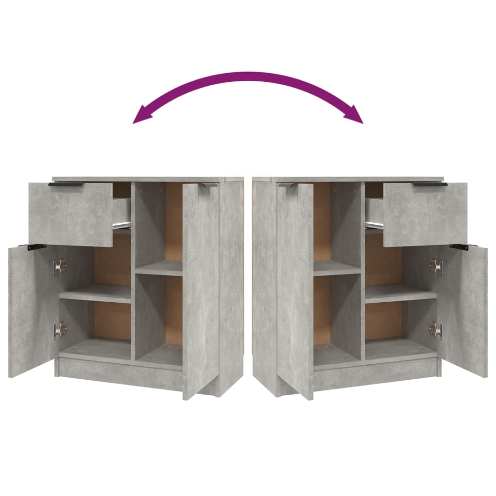 vidaXL Ντουλάπια 2 τεμ. Γκρι Σκυροδέματος 60x30x70 εκ. Επεξεργ. Ξύλο