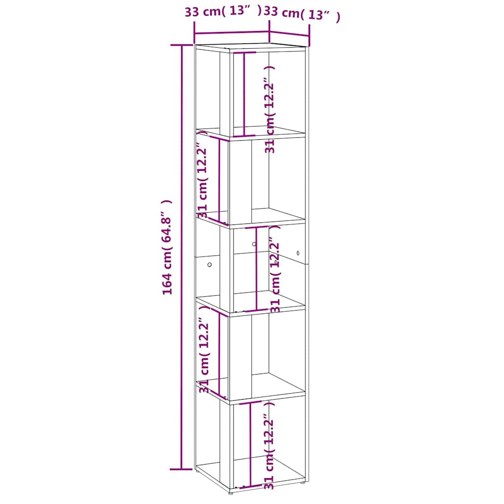 vidaXL Γωνιακό Έπιπλο Καπνιστή δρυς 33x33x164,5 εκ. από Επεξεργ. Ξύλο