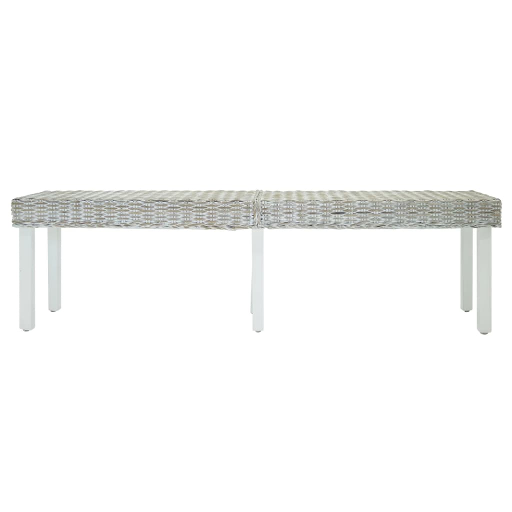 vidaXL Πάγκος Λευκός 160x35x45 εκ. από Φυσικό Ρατάν Kubu & Μασίφ Ξύλο Μαόνι