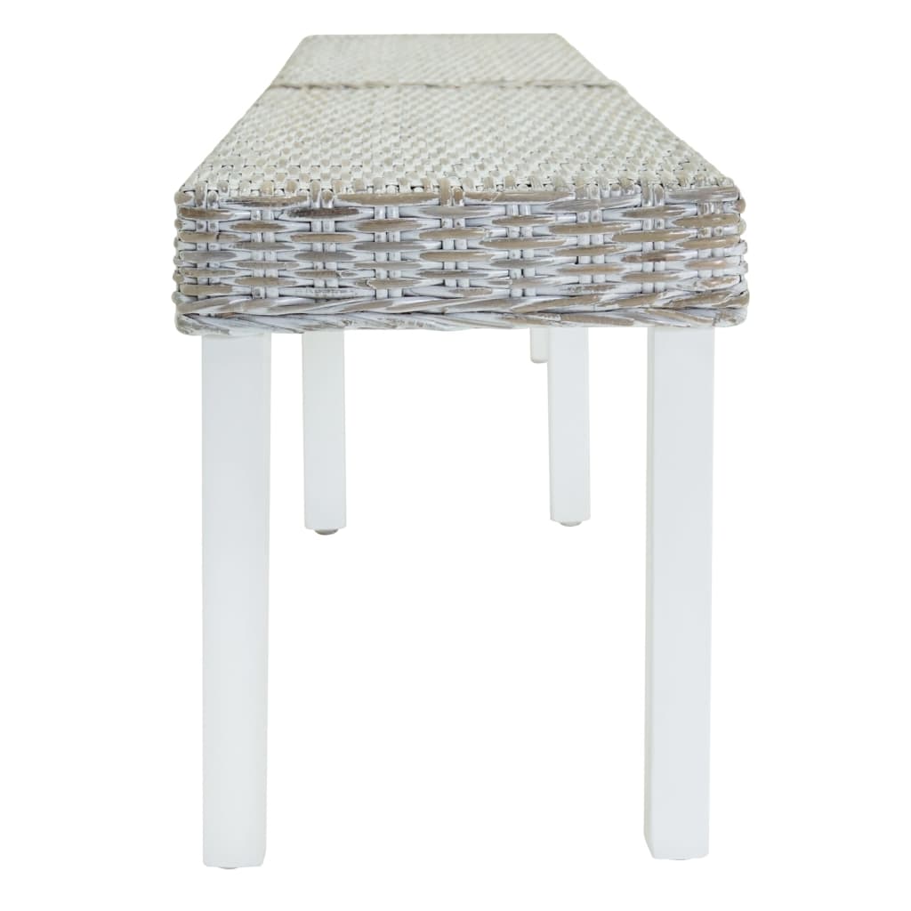 vidaXL Πάγκος Λευκός 160x35x45 εκ. από Φυσικό Ρατάν Kubu & Μασίφ Ξύλο Μαόνι