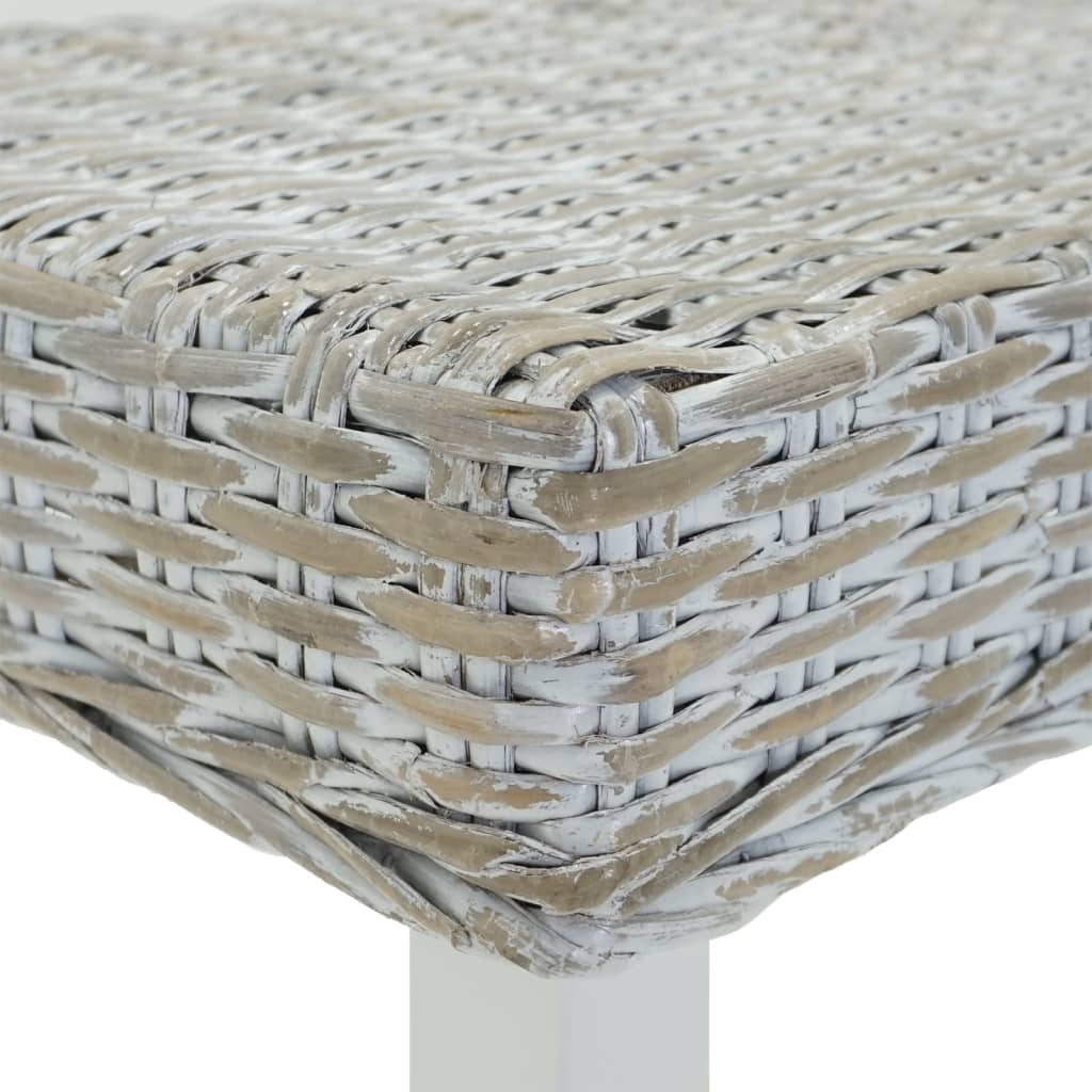 vidaXL Πάγκος Λευκός 160x35x45 εκ. από Φυσικό Ρατάν Kubu & Μασίφ Ξύλο Μαόνι