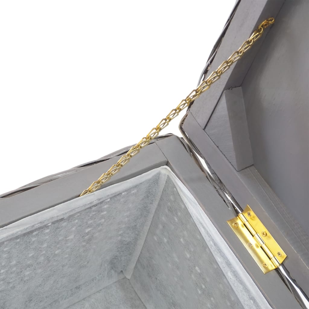 vidaXL Κουτί Αποθήκευσης Γκρι 110 εκ. Φυσικό Ρατάν Kubu & Μασίφ Μαόνι