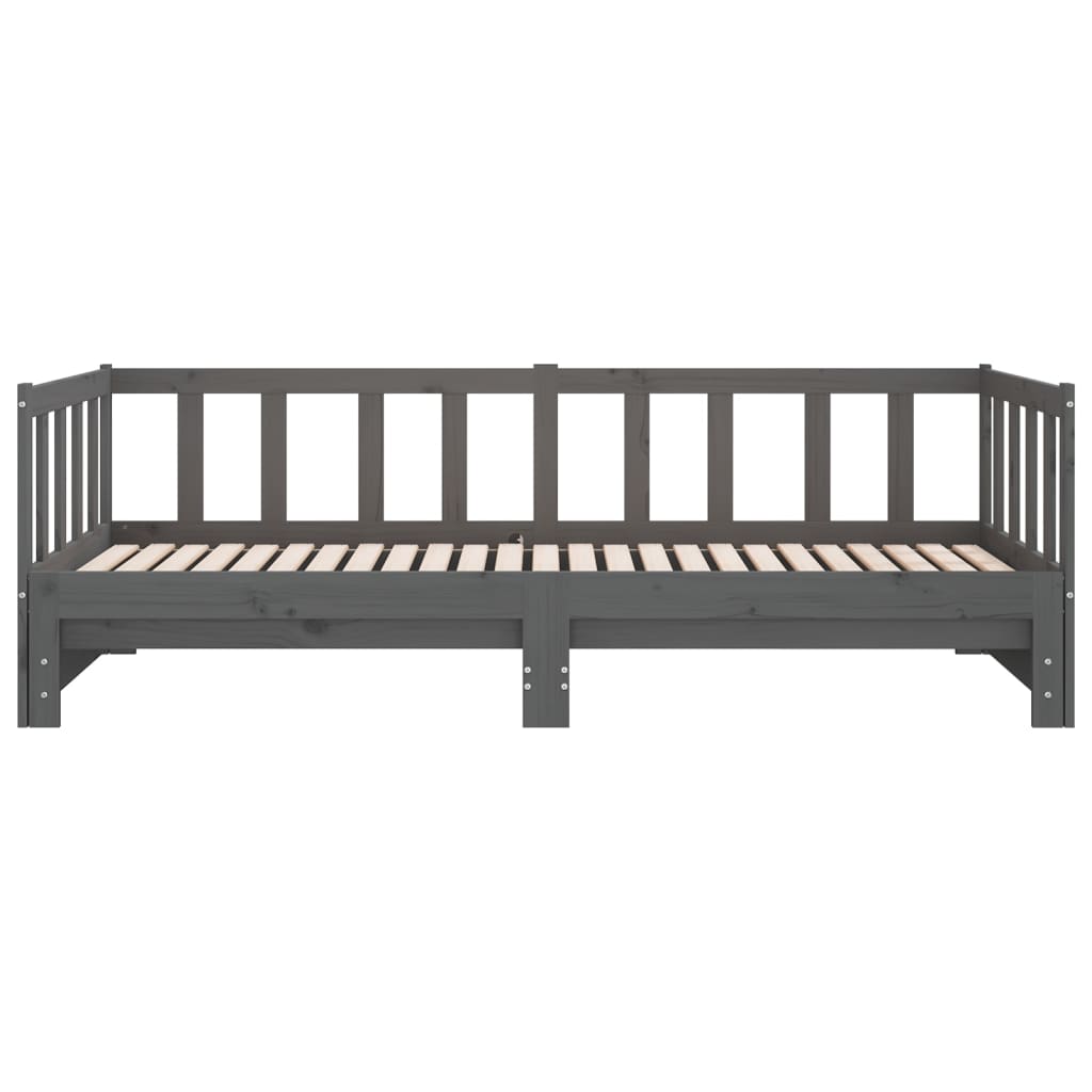 vidaXL Καναπές Κρεβάτι Συρόμενος Γκρι 2x(90x190) εκ. Μασίφ Ξύλο Πεύκου