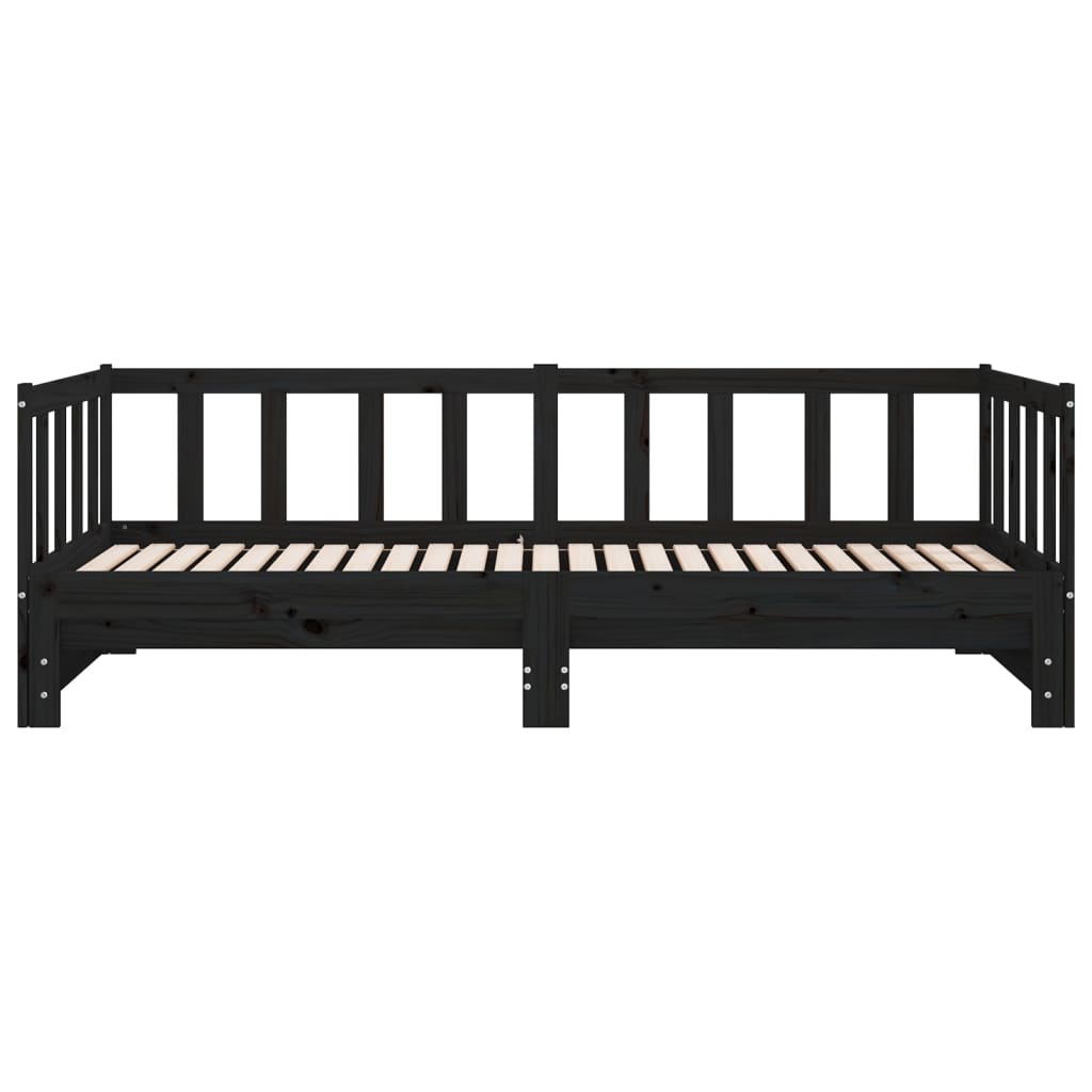 vidaXL Καναπές Κρεβάτι Συρόμενος Μαύρος 2x(90x190) εκ. από Μασίφ Πεύκο