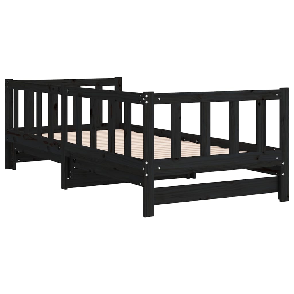 vidaXL Καναπές Κρεβάτι Συρόμενος Μαύρος 2x(90x190) εκ. από Μασίφ Πεύκο