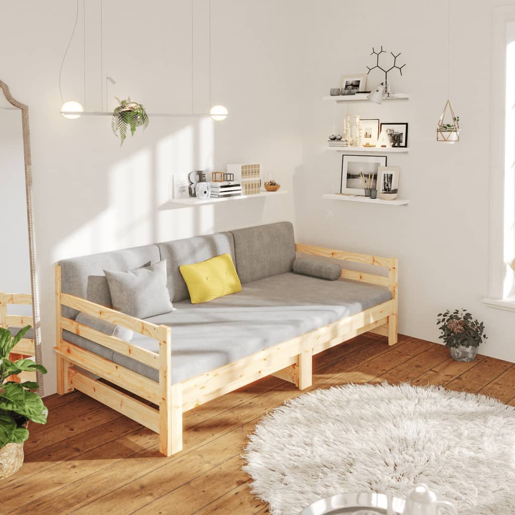 vidaXL Καναπές Κρεβάτι Συρόμενος 2x(80x200) εκ. από Μασίφ Ξύλο Πεύκου