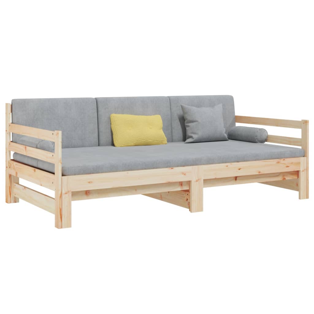 vidaXL Καναπές Κρεβάτι Συρόμενος 2x(80x200) εκ. από Μασίφ Ξύλο Πεύκου