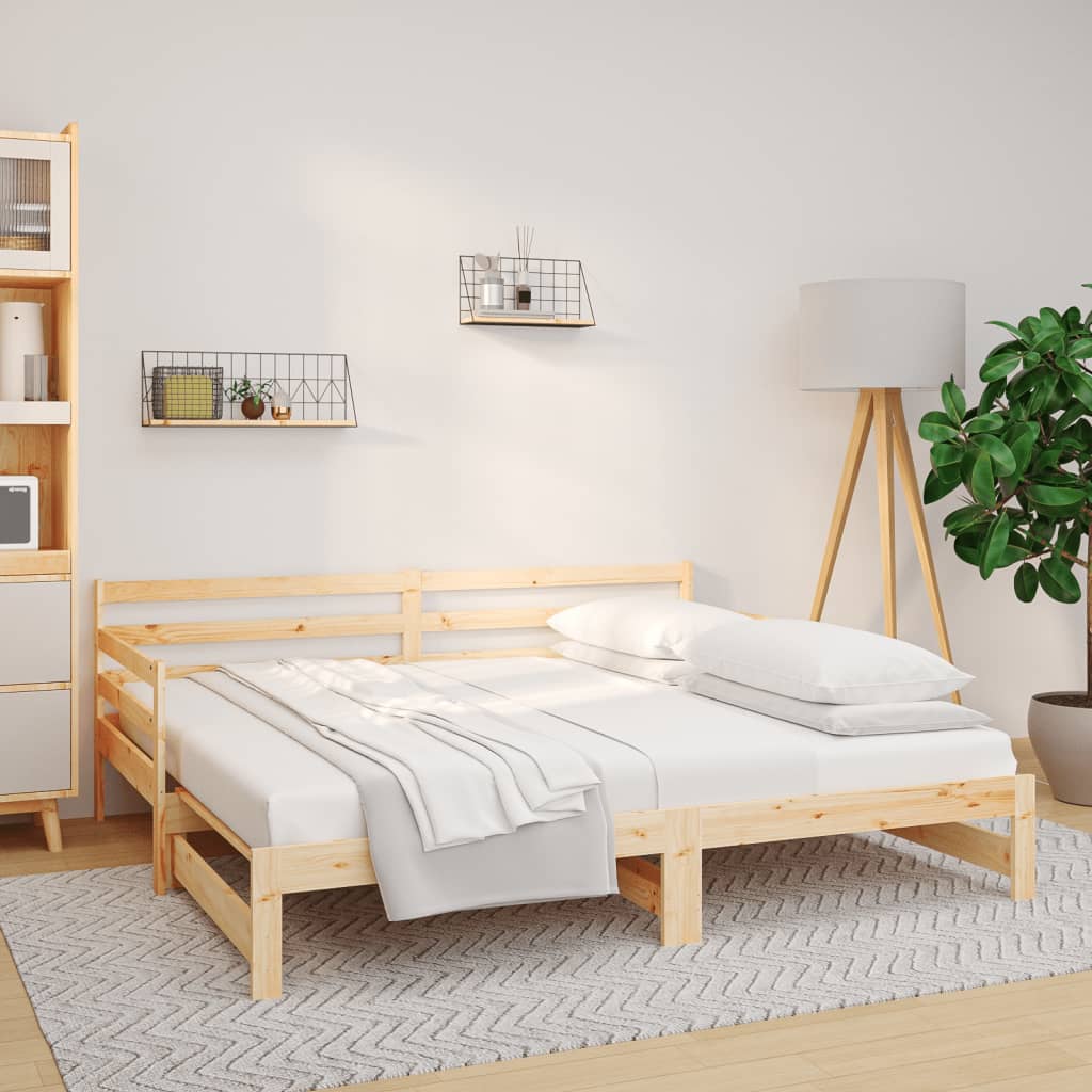 vidaXL Καναπές Κρεβάτι Συρόμενος 2x(80x200) εκ. από Μασίφ Ξύλο Πεύκου