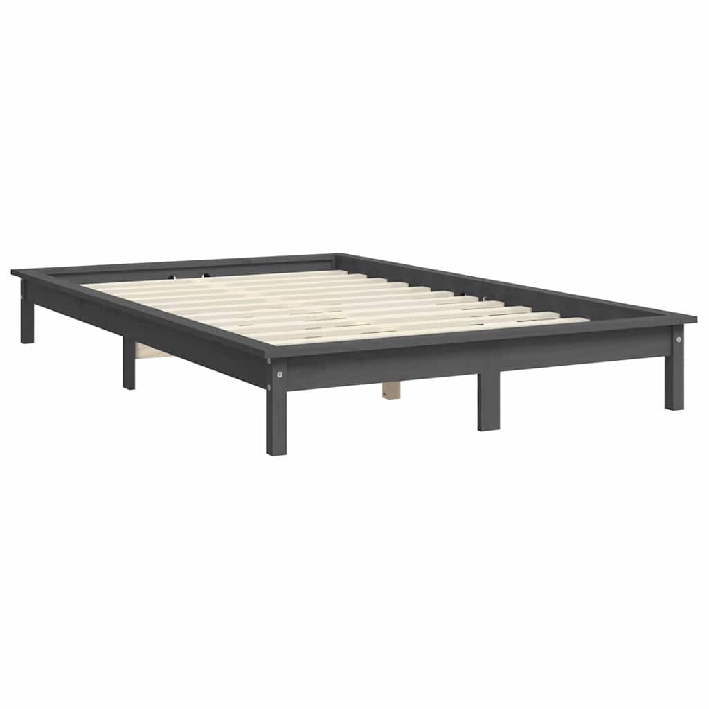 vidaXL Σκελετός Κρεβατιού Γκρι 150x200 εκ. Μασίφ Ξύλο Πεύκου King Size