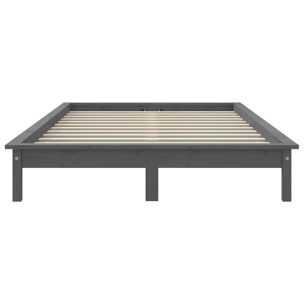 vidaXL Σκελετός Κρεβατιού Γκρι 150x200 εκ. Μασίφ Ξύλο Πεύκου King Size
