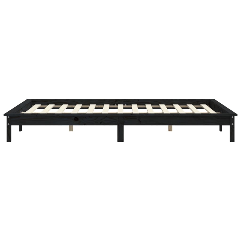 vidaXL Πλαίσιο Κρεβατιού Schwarz 140 x 190 εκ. από Μασίφ Ξύλο Πεύκου