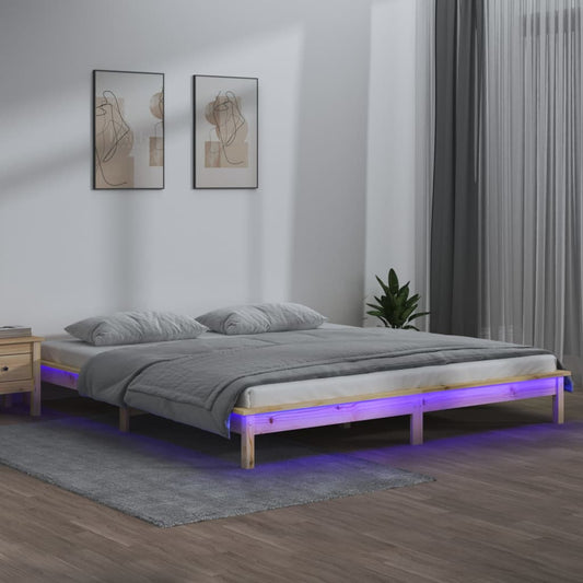 vidaXL Πλαίσιο Κρεβατιού με LED 120 x 200 εκ. από Μασίφ Ξύλο