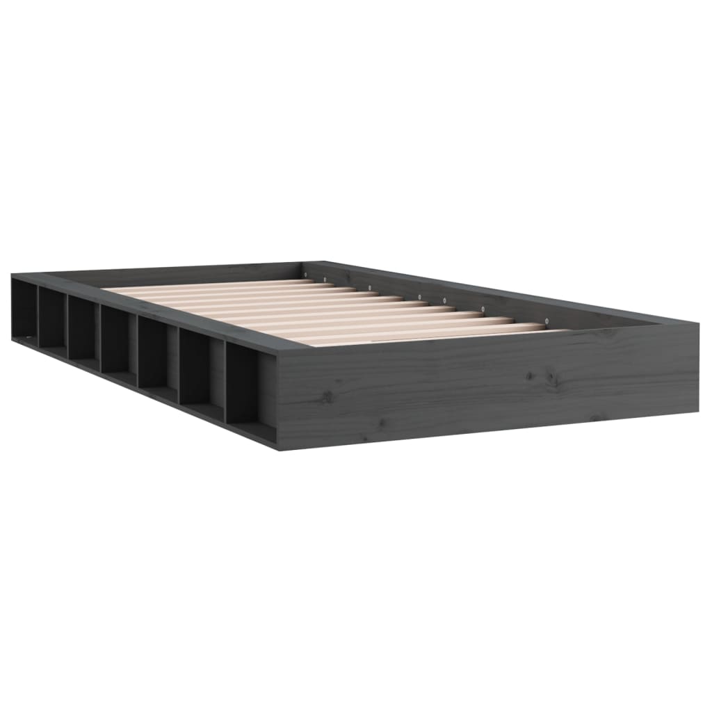 vidaXL Πλαίσιο Κρεβατιού Γκρι 135 x 190 εκ από Ξύλο Πεύκου Double