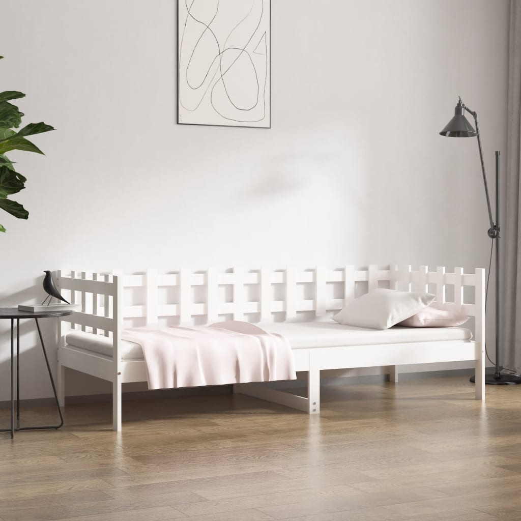 vidaXL Καναπές Κρεβάτι Χωρίς Στρώμα Λευκό 90x200 εκ. Μασίφ Ξύλο Πεύκου