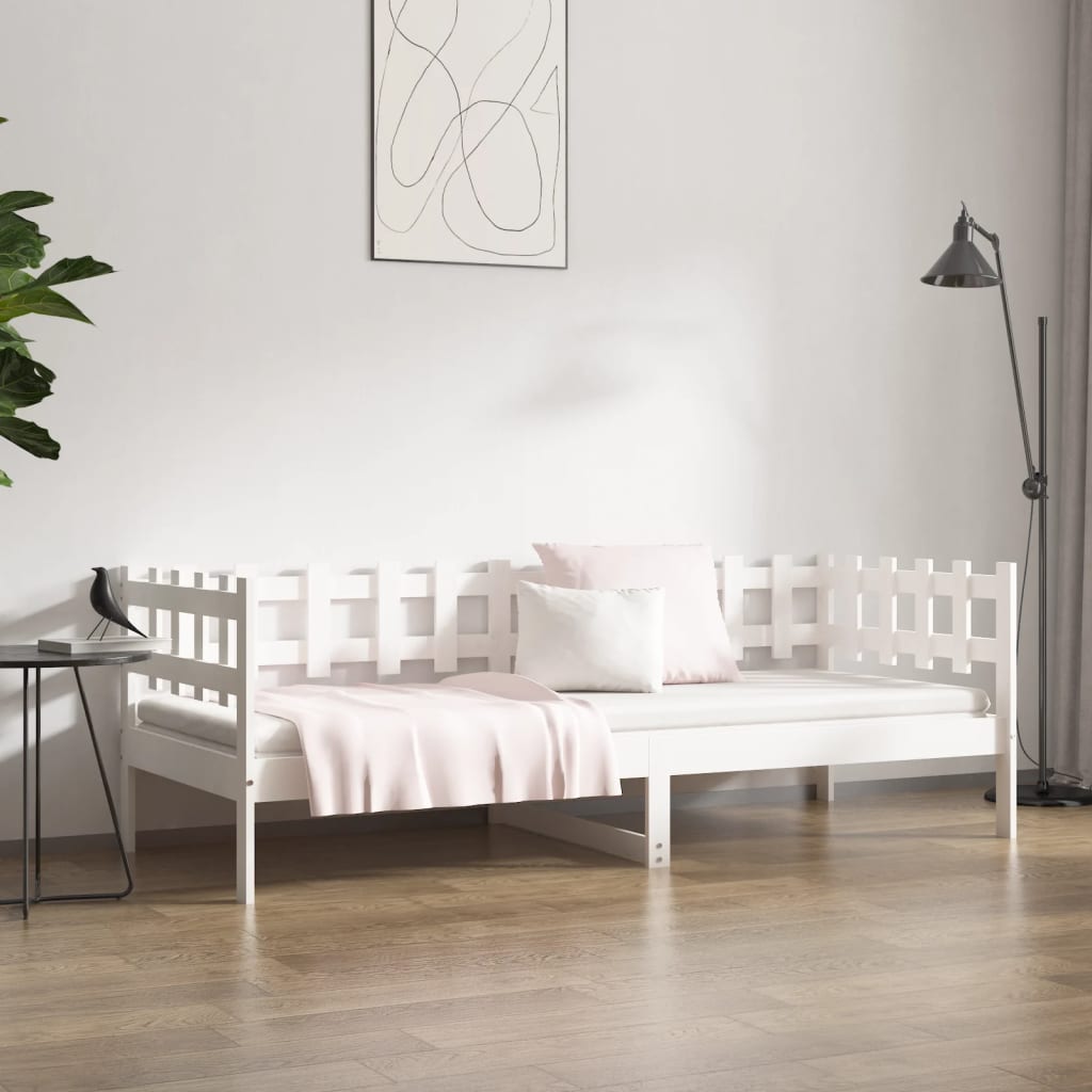 vidaXL Καναπές Κρεβάτι Χωρίς Στρώμα Λευκό 90x190 εκ. Μασίφ Ξύλο Πεύκου