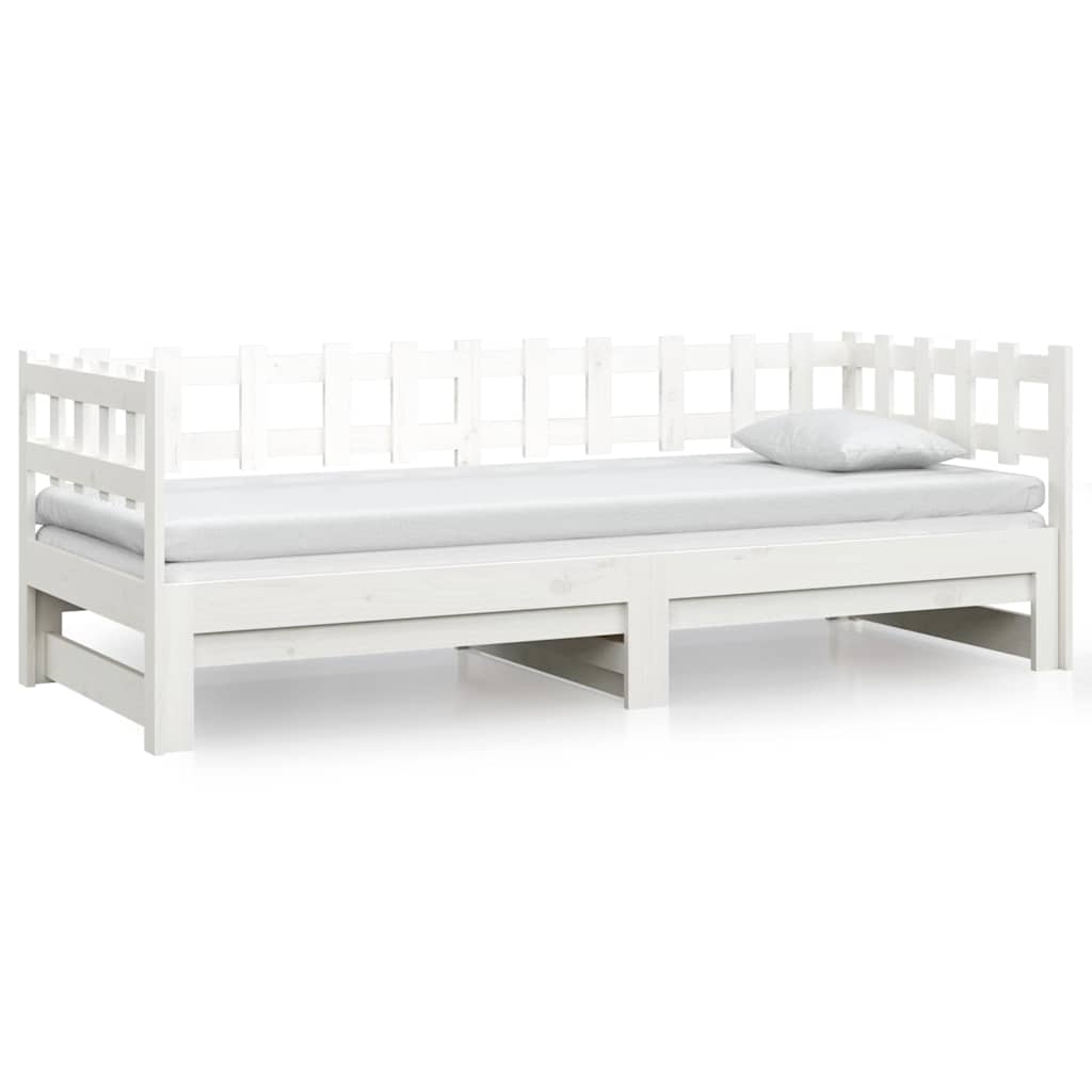 vidaXL Καναπές Κρεβάτι Συρόμενος Λευκός 2x(90x200) εκ. Μασίφ Πεύκο