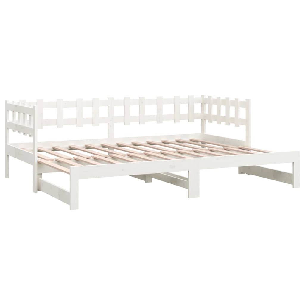 vidaXL Καναπές Κρεβάτι Συρόμενος Λευκός 2x(90x200) εκ. Μασίφ Πεύκο