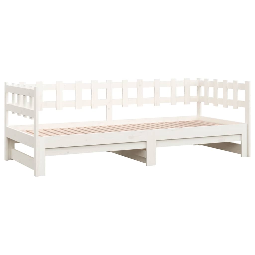 vidaXL Καναπές Κρεβάτι Συρόμενος Λευκός 2x(90x200) εκ. Μασίφ Πεύκο