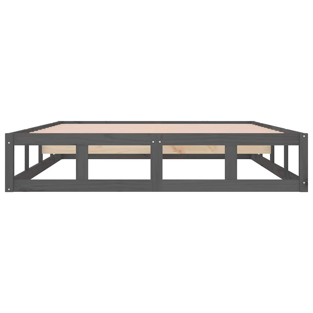 vidaXL Πλαίσιο Κρεβατιού Γκρι 150 x 200 εκ. Μασίφ Ξύλο King Size