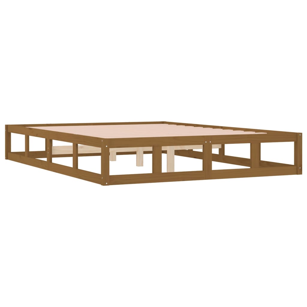 vidaXL Σκελετός κρεβατιού Honey Brown 150x200 cm King Size Μασίφ Ξύλο