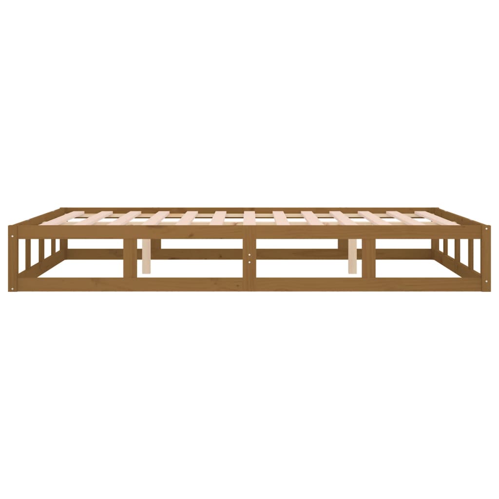 vidaXL Σκελετός κρεβατιού Honey Brown 150x200 cm King Size Μασίφ Ξύλο
