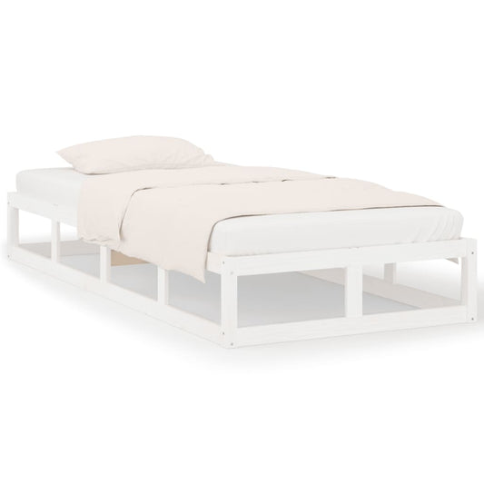vidaXL Πλαίσιο Κρεβατιού Λευκό 75x190 εκ. Μασίφ Ξύλο Small Single