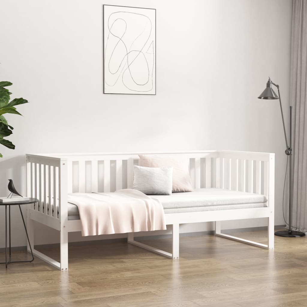 vidaXL Κρεβάτι ημέρας χωρίς στρώμα Λευκό 100x200 cm Στερεό ξύλο πεύκο