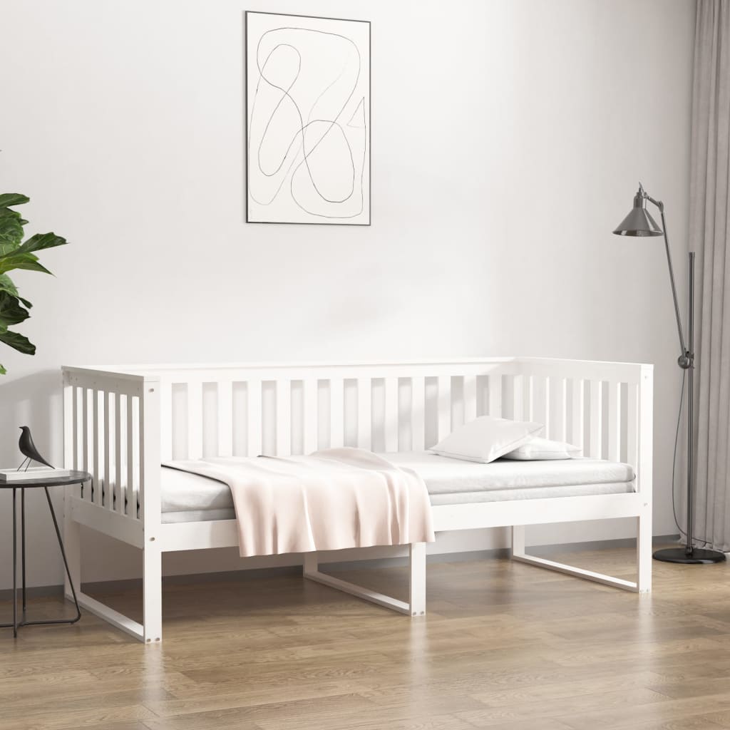 vidaXL Κρεβάτι ημέρας χωρίς στρώμα Λευκό 100x200 cm Στερεό ξύλο πεύκο