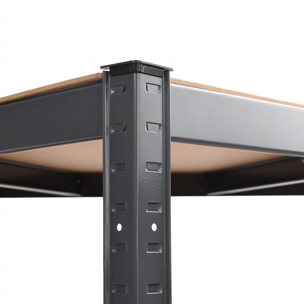 vidaXL Ραφιέρα Γωνιακή 4 Επιπέδων Ανθρακί από Ατσάλι & Επεξ. Ξύλο