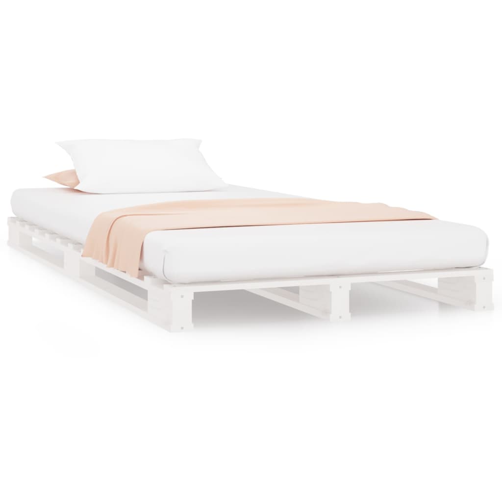 vidaXL Κρεβάτι Παλέτες Λευκό 75 x 190 εκ. Μασίφ Πεύκο Small Single