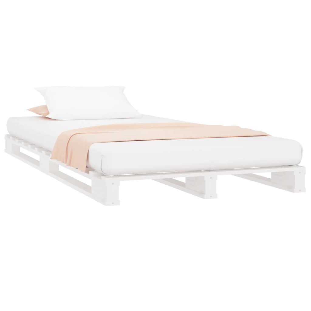 vidaXL Κρεβάτι Παλέτες Λευκό 75 x 190 εκ. Μασίφ Πεύκο Small Single