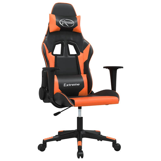vidaXL Καρέκλα Gaming Μασάζ Μαύρο/πορτοκαλί από Συνθετικό Δέρμα