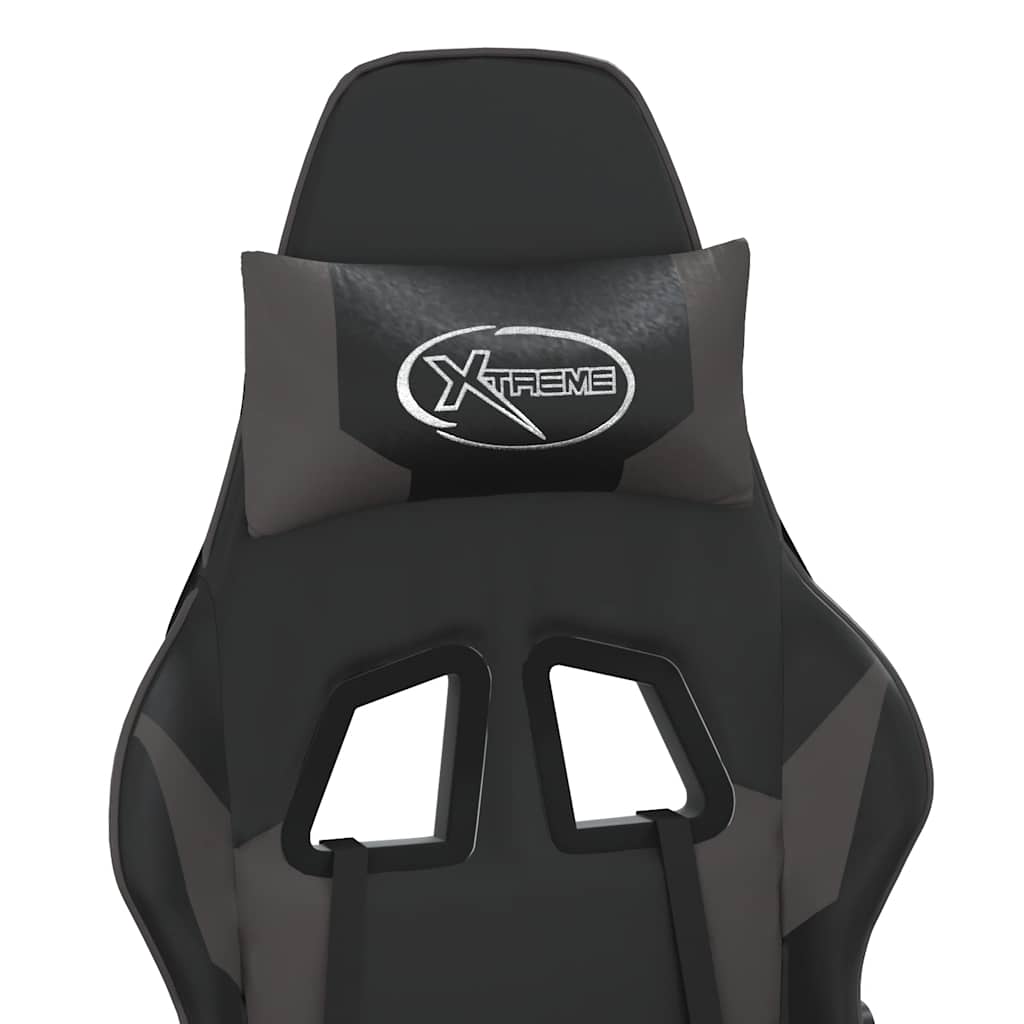 vidaXL Καρέκλα Gaming Μασάζ Υποπόδιο Μαύρο&Γκρι από Συνθετικό Δέρμα