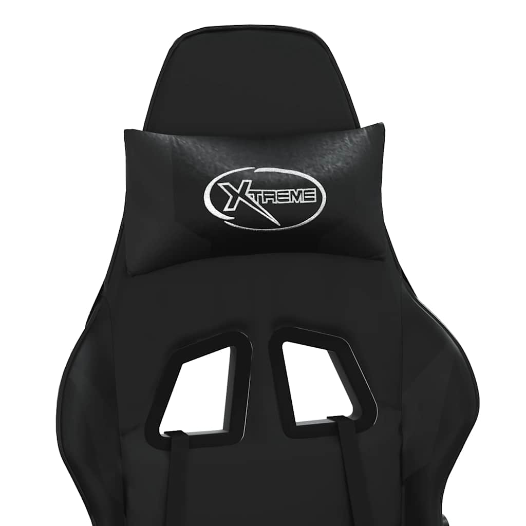 vidaXL Καρέκλα Gaming Μασάζ Υποπόδιο Μαύροαπό Συνθετικό Δέρμα