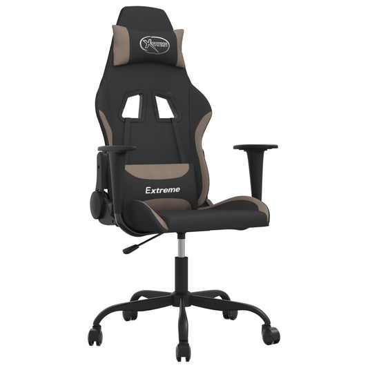 vidaXL Καρέκλα Μασάζ Gaming Μαύρη και Taupe Υφασμάτινη
