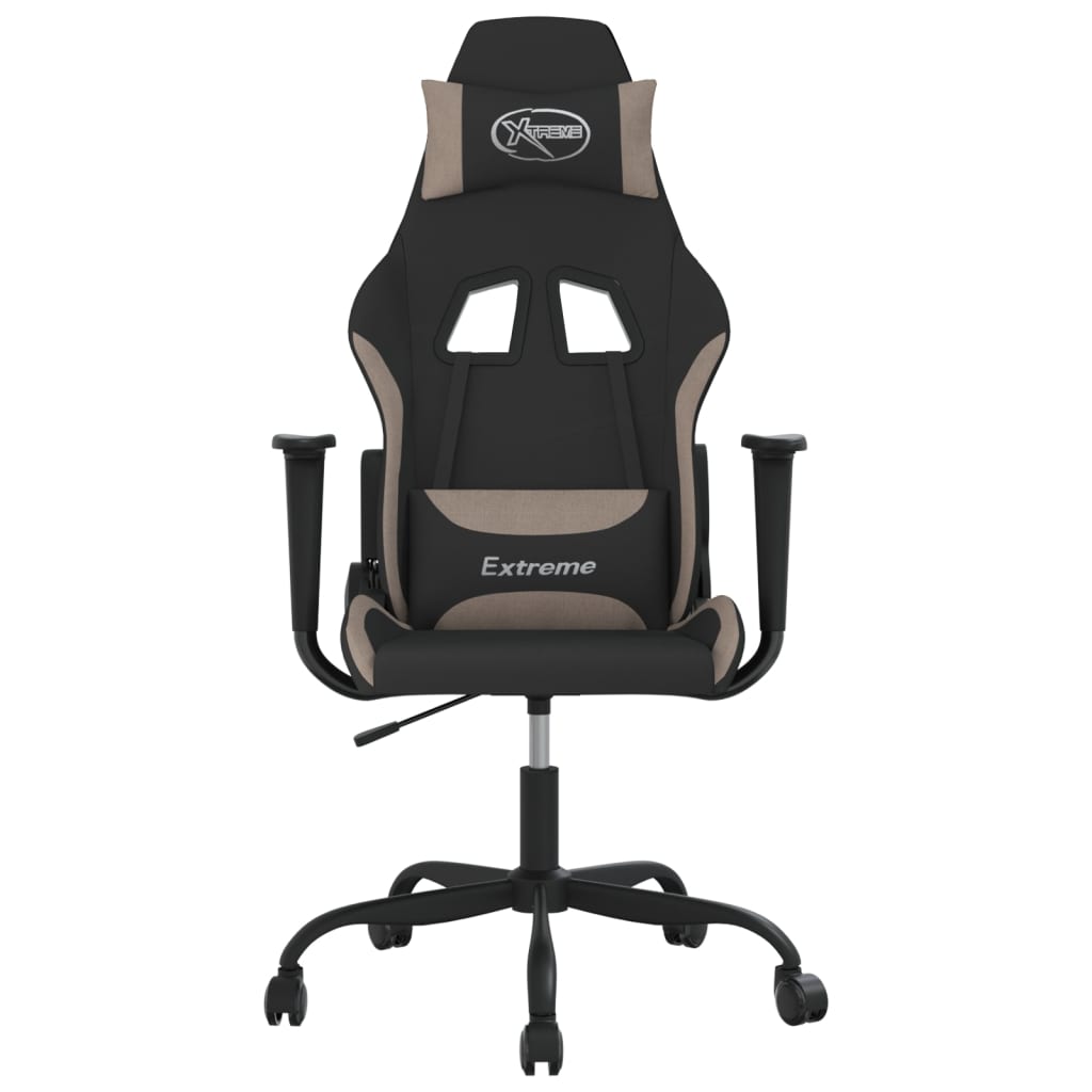 vidaXL Καρέκλα Μασάζ Gaming Μαύρη και Taupe Υφασμάτινη