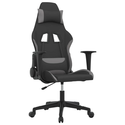 vidaXL Καρέκλα Μασάζ Gaming Μαύρο και Ανοιχτό Γκρι Υφασμάτινη
