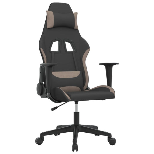 vidaXL Καρέκλα Μασάζ Gaming Μαύρη και Taupe Υφασμάτινη