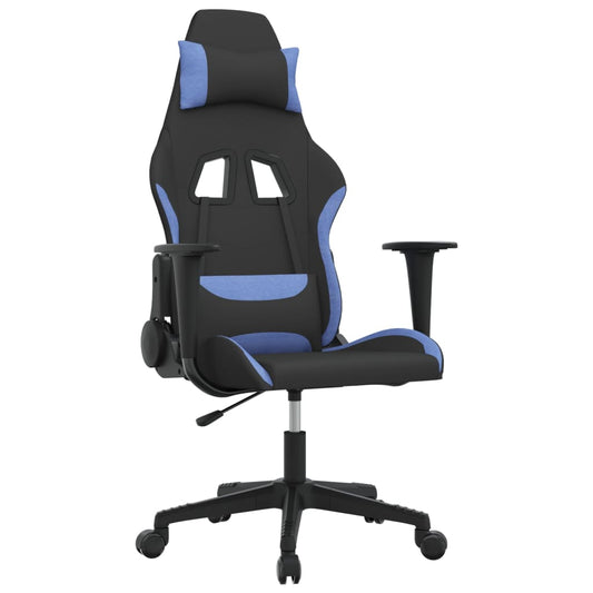 vidaXL Καρέκλα Μασάζ Gaming Μαύρη και Μπλε Υφασμάτινη
